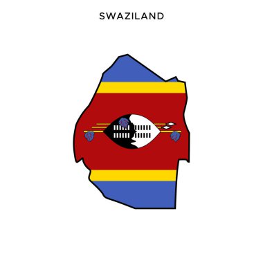 Düzenlenebilir Vuruşlu Svaziland Vektör Tasarım Şablonu Haritası ve Bayrağı