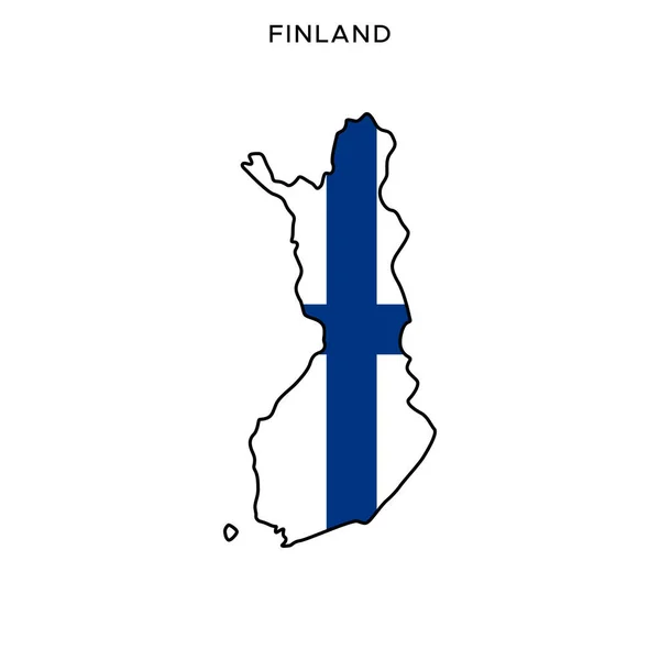 Шаблон Векторного Дизайна Карты Флага Финляндии Редактируемым Штрихом — стоковый вектор