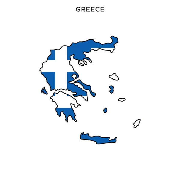 Χάρτης Και Σημαία Ελλάδας Vector Design Template Επεξεργάσιμο Stroke — Διανυσματικό Αρχείο