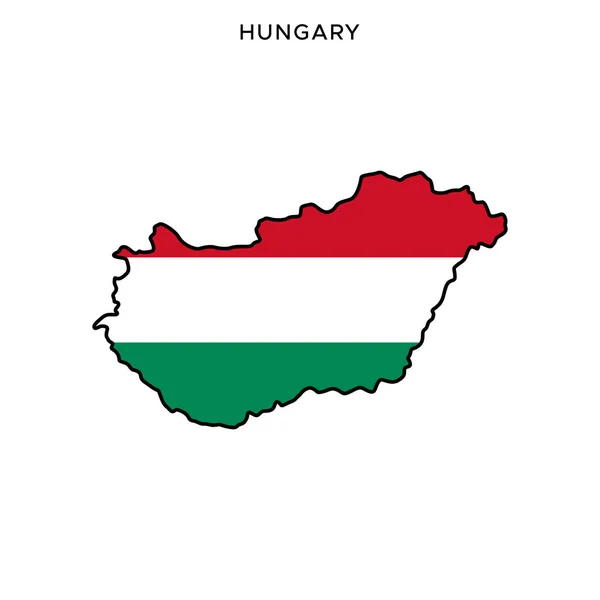 ハンガリーの地図と旗ベクトルデザインテンプレート 編集可能なストローク — ストックベクタ