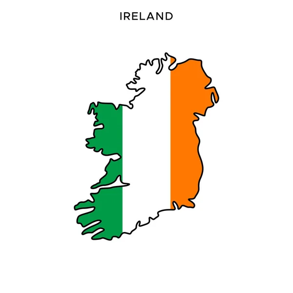 Mapa Bandeira Irlanda Modelo Design Vetor Com Curso Editável — Vetor de Stock