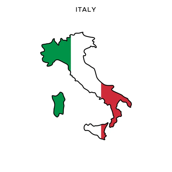 Karte Und Flagge Von Italien Vektor Design Vorlage Mit Editierbarem — Stockvektor