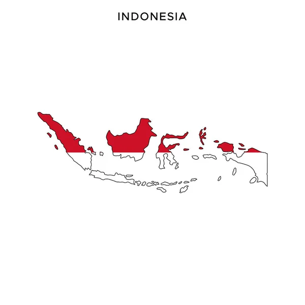 Mapa Vlajka Indonésie Vektorový Design Šablony Upravitelným Tahem — Stockový vektor
