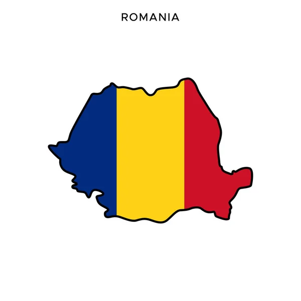 Karte Und Flagge Rumäniens Vektor Design Vorlage Mit Editierbarem Strich — Stockvektor