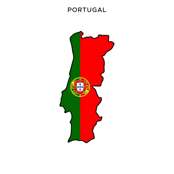 Mapa Flaga Portugalii Szablon Wektorowy Edytowalnym Pociągnięciem — Wektor stockowy