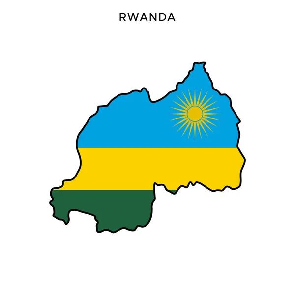 Kaart Vlag Van Rwanda Vector Ontwerp Sjabloon Met Bewerkbare Stroke — Stockvector