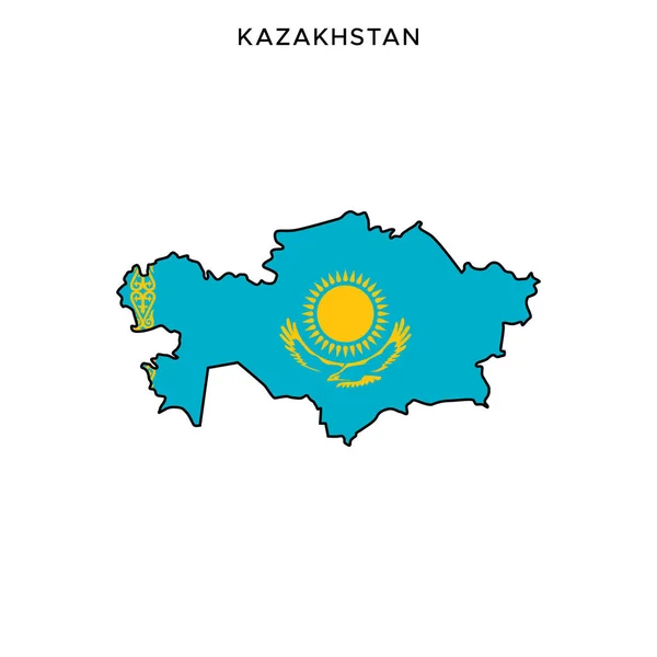 Plantilla Diseño Vectorial Con Mapa Bandera Kazajstán Con Trazo Editable — Vector de stock