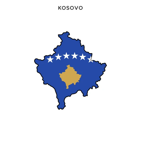 編集可能なストロークでコソボベクトルデザインテンプレートの地図と旗 — ストックベクタ