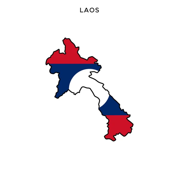 Plantilla Diseño Vectorial Mapa Bandera Laos Con Trazo Editable — Vector de stock