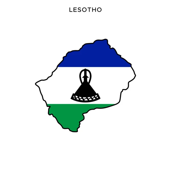 Kaart Vlag Van Lesotho Vector Design Template Met Bewerkbare Stroke — Stockvector