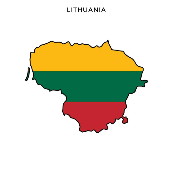 Mapa Bandeira Lituânia Vector Design Template Editable Stroke — Vetor de Stock