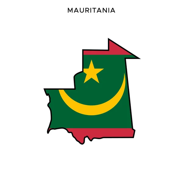 Карта Флаг Векторного Дизайна Мавритании Редактируемым Штрихом — стоковый вектор