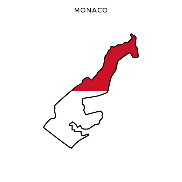 Mappa Bandiera Monaco Modello Design Vettoriale Con Tratto Modificabile — Vettoriale Stock