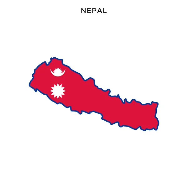 Mappa Bandiera Del Nepal Modello Design Vettoriale Con Ictus Modificabile — Vettoriale Stock