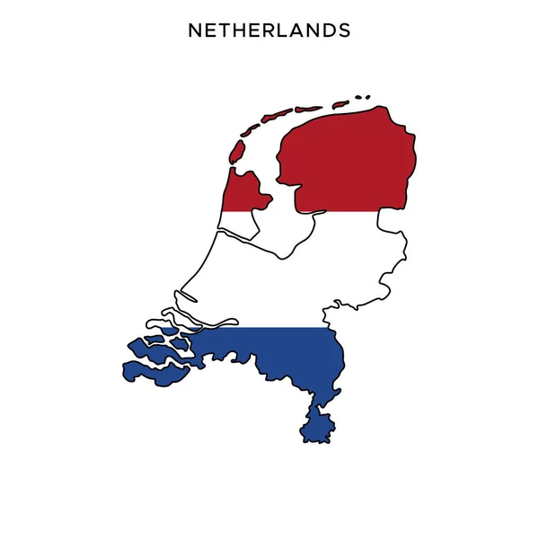 Karte Und Flagge Der Niederlande Vector Design Template Mit Editierbarem — Stockvektor