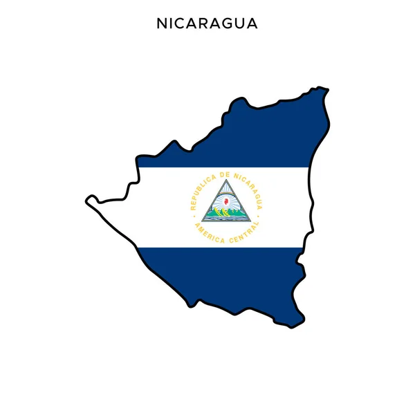 Plantilla Diseño Vectorial Mapa Bandera Nicaragua Con Trazo Editable — Vector de stock