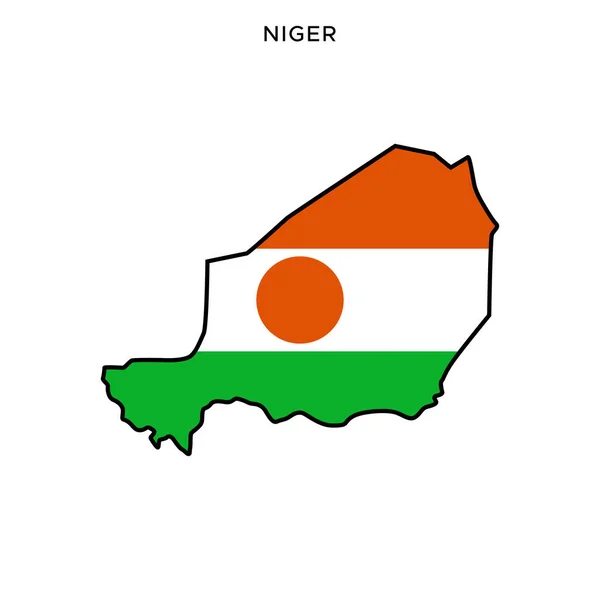 Plantilla Diseño Vectorial Mapa Bandera Níger Con Trazo Editable — Vector de stock