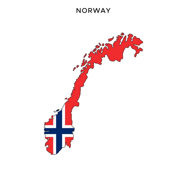 Mapa Bandeira Noruega Vector Design Template Editable Stroke — Vetor de Stock