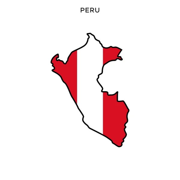 Mapa Bandeira Peru Modelo Design Vetor Com Curso Editável — Vetor de Stock