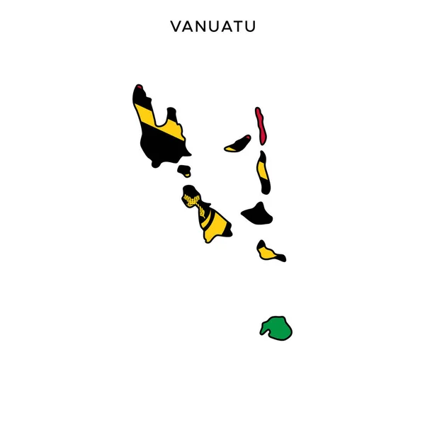 編集可能なストロークでバヌアツベクトルデザインテンプレートの地図と旗 — ストックベクタ