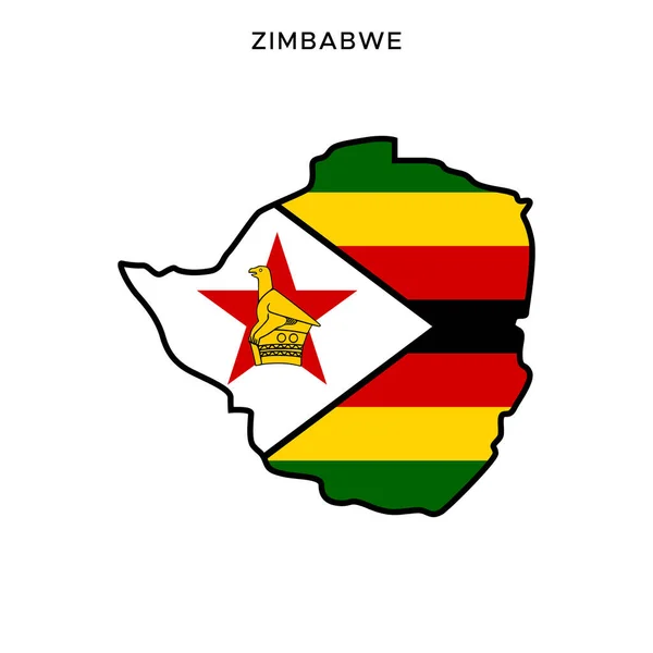 Kaart Vlag Van Zimbabwe Vector Ontwerp Sjabloon Met Bewerkbare Beroerte — Stockvector