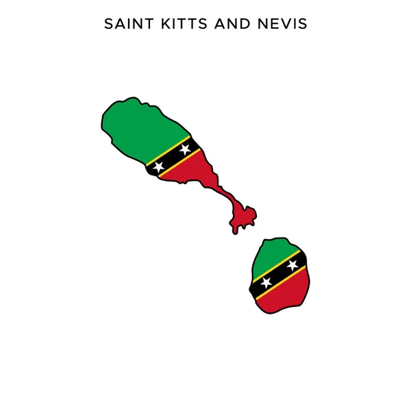 Kaart Vlag Van Saint Kitts Nevis Vector Design Template Met — Stockvector