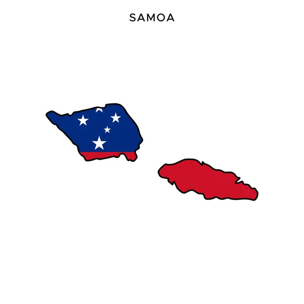 Plantilla Diseño Vectorial Mapa Bandera Samoa Con Trazo Editable — Vector de stock