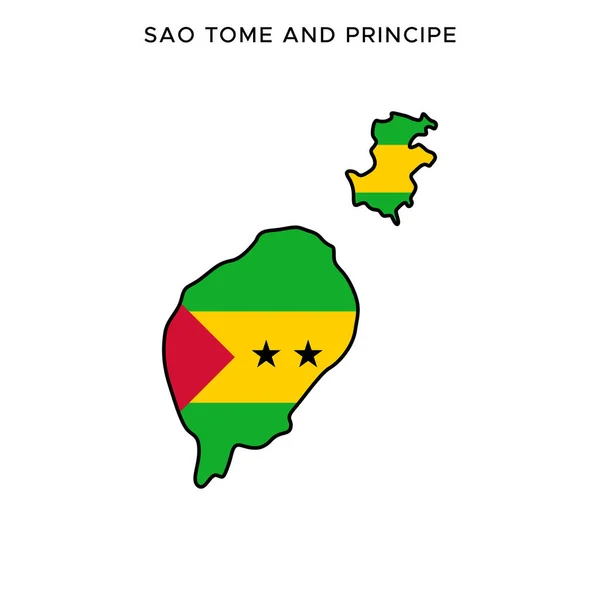 Mapa Bandeira São Tomé Príncipe Modelo Design Vetor Com Curso — Vetor de Stock