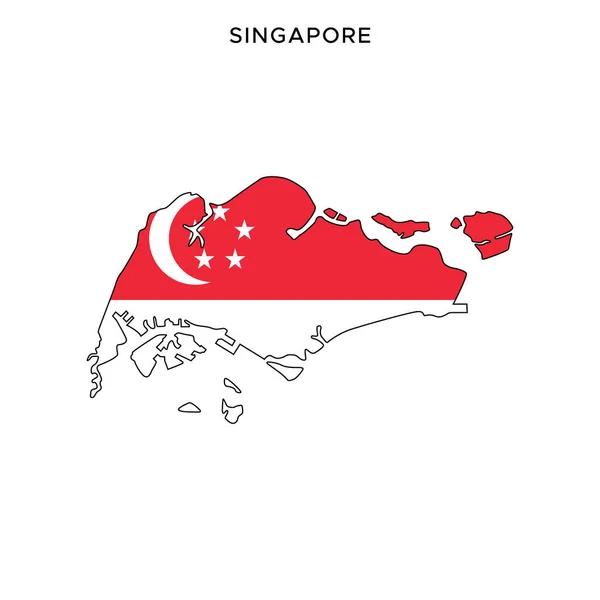 Plantilla Diseño Vectorial Mapa Bandera Singapur Con Trazo Editable — Vector de stock