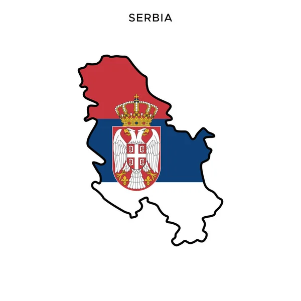 Karte Und Flagge Serbiens Vektor Design Vorlage Mit Editierbarem Strich — Stockvektor