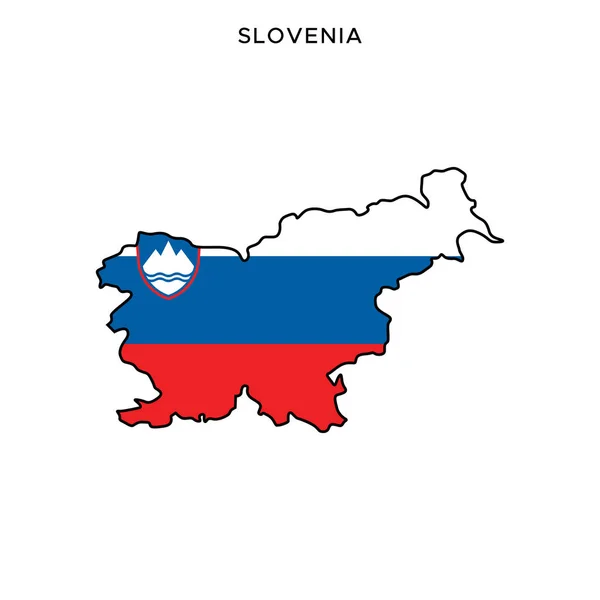Karte Und Flagge Sloweniens Vektor Design Vorlage Mit Editierbarem Strich — Stockvektor