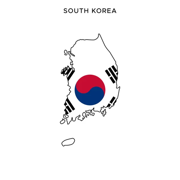 Mapa Vlajka Jihokorejské Šablony Pro Vektorový Design Upravitelným Tahem — Stockový vektor
