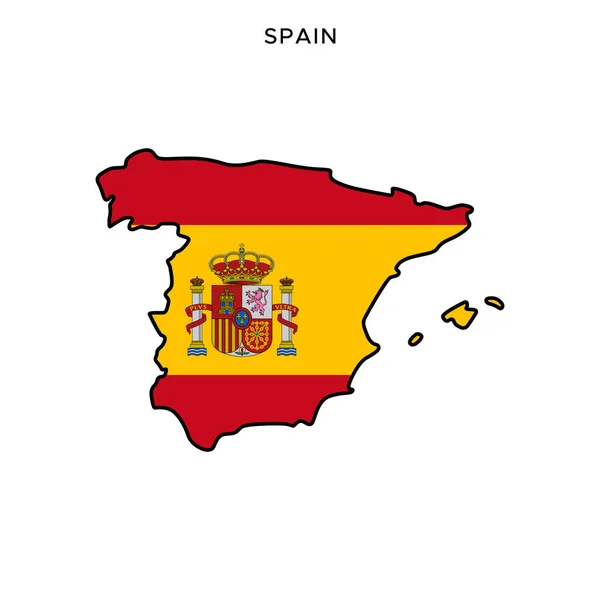 Mapa Bandeira Espanha Modelo Design Vetor Com Curso Editável — Vetor de Stock