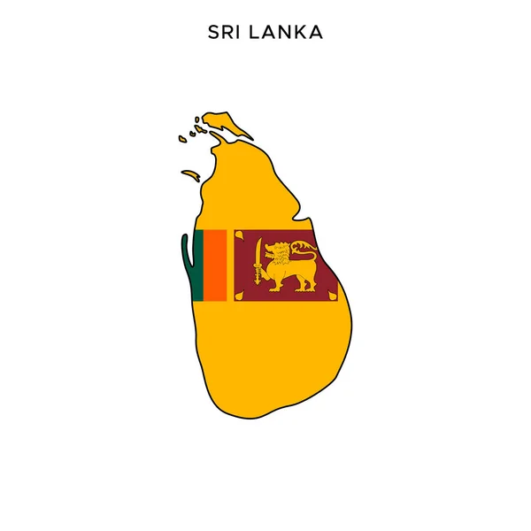 Карта Флаг Векторного Дизайна Шри Ланки Редактируемым Штрихом — стоковый вектор