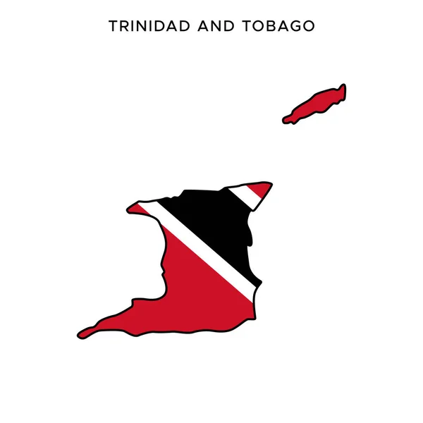 具有可编辑笔划的特立尼达和多巴哥矢量设计模板的地图和旗帜 — 图库矢量图片