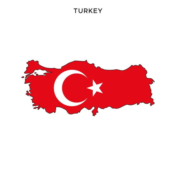 Plantilla Diseño Vectorial Mapa Bandera Turquía Con Trazo Editable — Vector de stock