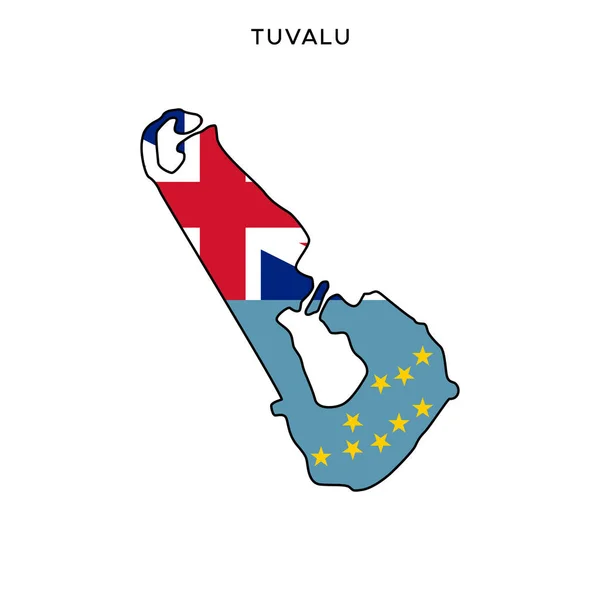 Plantilla Diseño Vectorial Mapa Bandera Tuvalu Con Trazo Editable — Archivo Imágenes Vectoriales