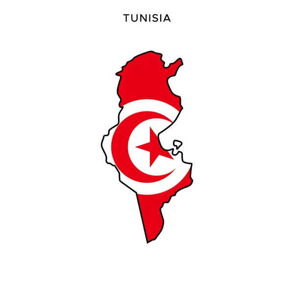 Map Flag Tunisia Vector Design Template Editable Stroke — Stock Vector