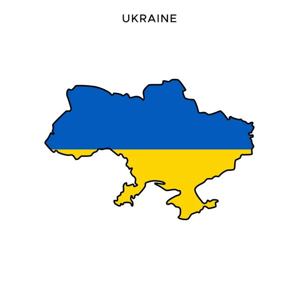 Kaart Vlag Van Oekraïne Vector Ontwerp Sjabloon Met Bewerkbare Stroke — Stockvector