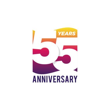 55 Yıl Yıldönümü Kutlama Simgesi Vektör Logo Tasarımı Şablonu. Gradyan Bayrak Biçimi.