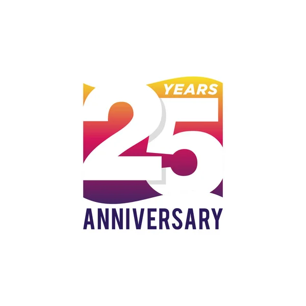 25 Yıl Yıldönümü Kutlama Simgesi Vektör Logo Tasarımı Şablonu. Gradyan Bayrak Biçimi.