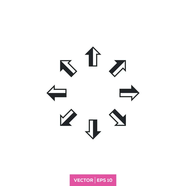 Modèle Vectoriel Logo Icône Compas Flèche Pleine Direction — Image vectorielle
