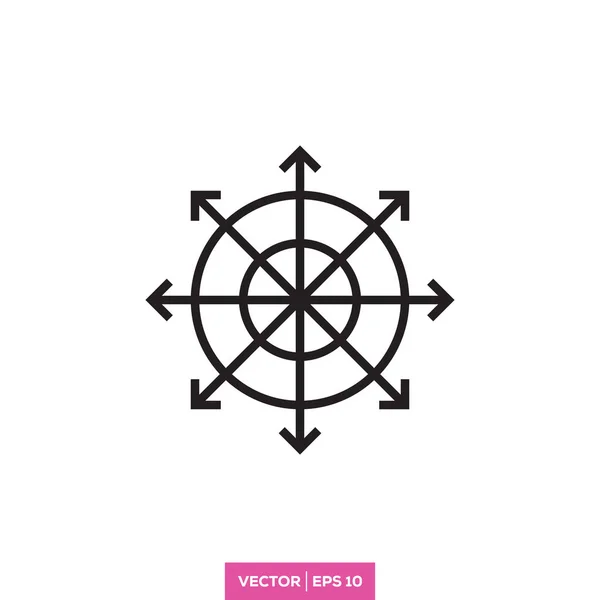 Arrow Compass Icon Vector Logo Template Full Direction — Stock Vector