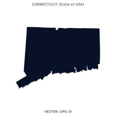 Connecticut Vektör Tasarım Şablonu Haritası. Düzenlenebilir Vektör 10.