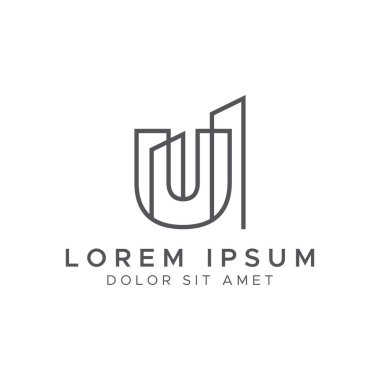 U harfi hat oluşturma logosu tasarımı