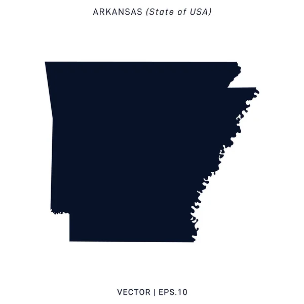 Arkansas Vektör Tasarım Şablonu Haritası Düzenlenebilir Vektör — Stok Vektör