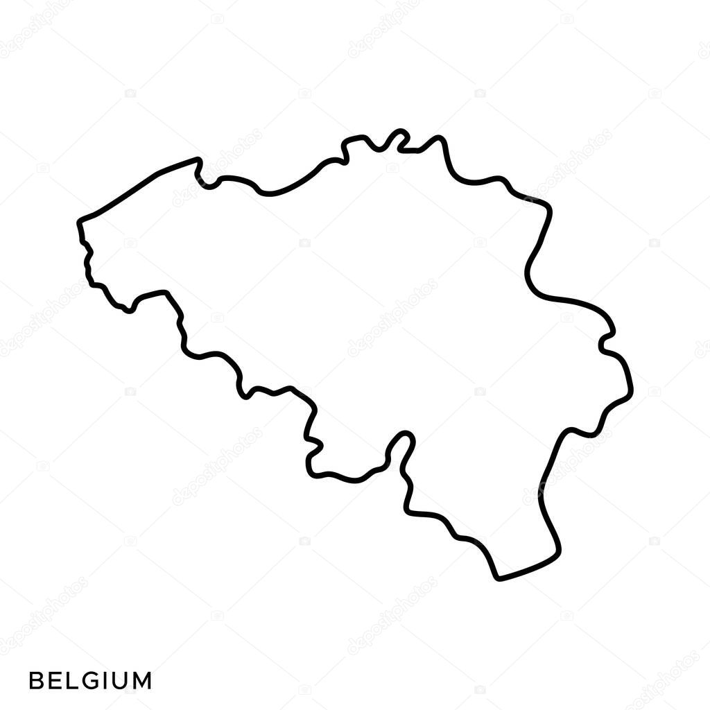 Outline Map of Belgium Vector Design Template. Editable Stroke