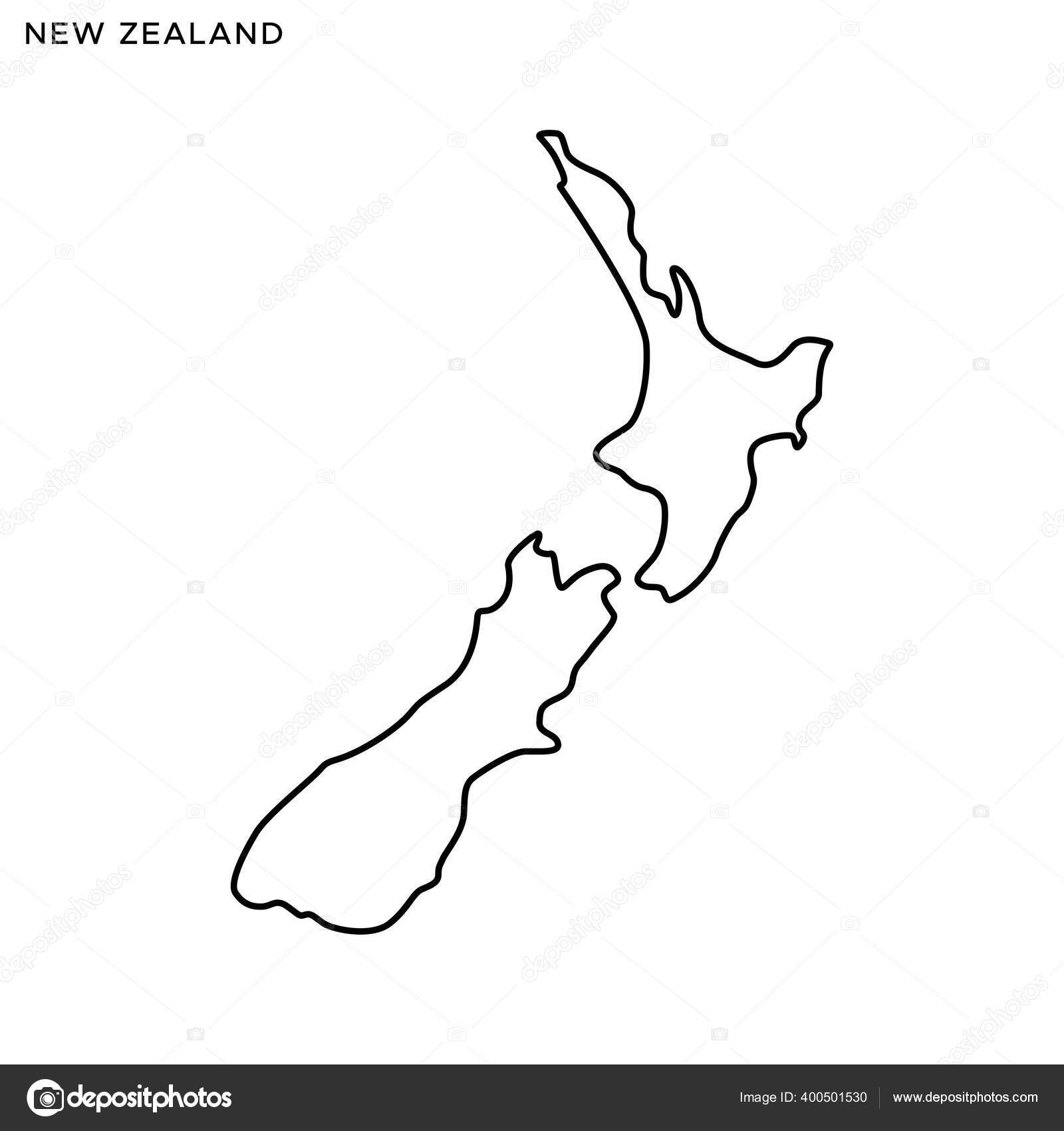 Outline Map New Zealand Vector Design Template Editable Stroke Stock