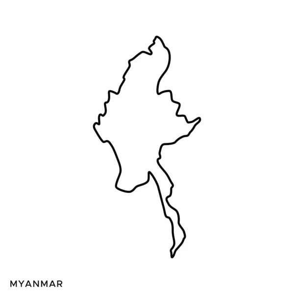 Outline Map Myanmar Burma Vector Design Template Editable Stroke — Stock Vector