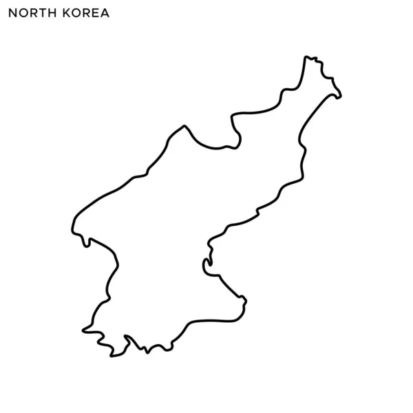 Obrysová Mapa Šablony Vektorového Designu Severní Koreje Upravitelný Tah — Stockový vektor